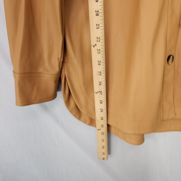 Anthropology Maeve Shirt Jacket Faux Leather Size Medium Button Up Front Pockets - Picture 10 of 13